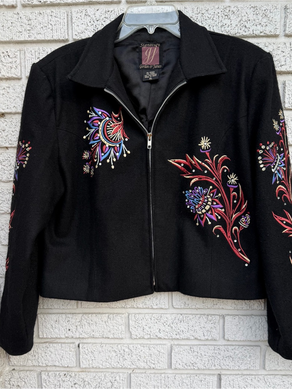Vintage 80s/90s Gordon & James Embroidered Rhinestone Boho Western Bolero Jacket